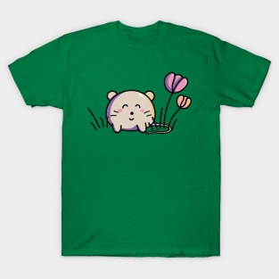 Cute Kawaii Spring Mouse and Flowers T-Shirt